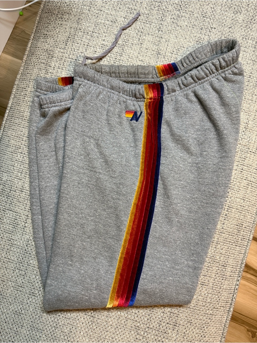 Aviator Nation Classic Velvet Stripes Sweatpants Heather Gray Women’s XL